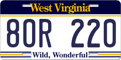 WV license plate 8OR220