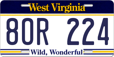 WV license plate 8OR224