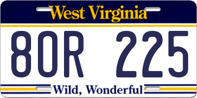 WV license plate 8OR225