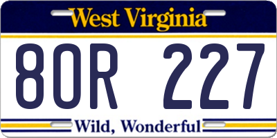 WV license plate 8OR227