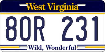 WV license plate 8OR231
