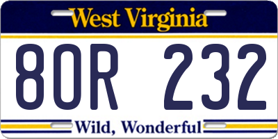 WV license plate 8OR232