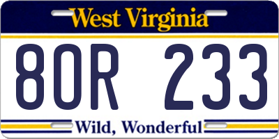 WV license plate 8OR233