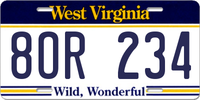 WV license plate 8OR234