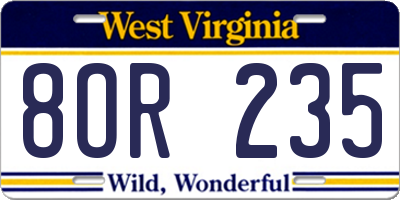 WV license plate 8OR235