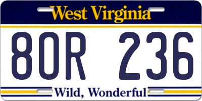WV license plate 8OR236