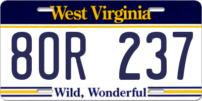 WV license plate 8OR237