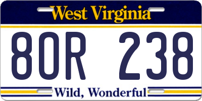 WV license plate 8OR238