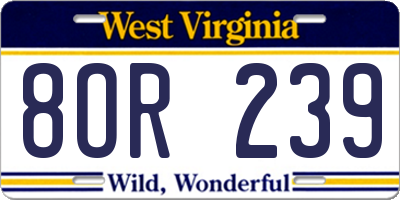 WV license plate 8OR239