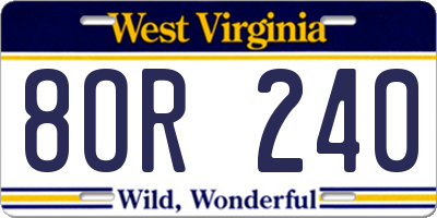 WV license plate 8OR240