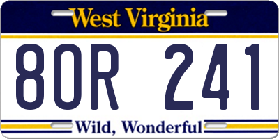 WV license plate 8OR241