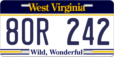 WV license plate 8OR242