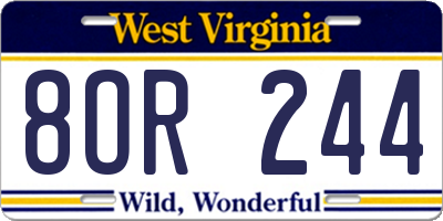 WV license plate 8OR244