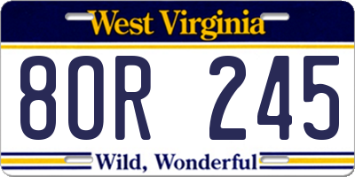 WV license plate 8OR245