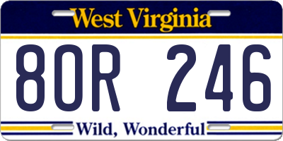 WV license plate 8OR246