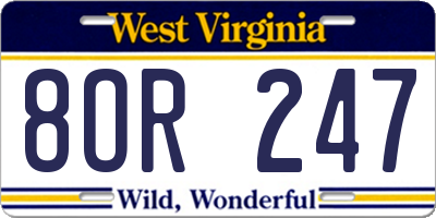 WV license plate 8OR247