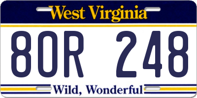 WV license plate 8OR248