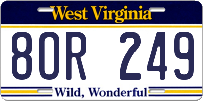 WV license plate 8OR249