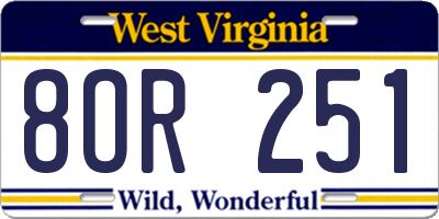 WV license plate 8OR251