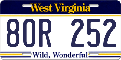 WV license plate 8OR252