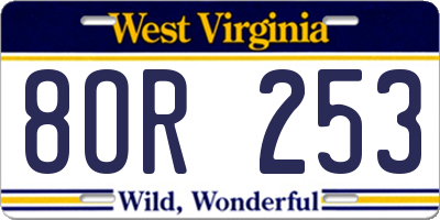 WV license plate 8OR253