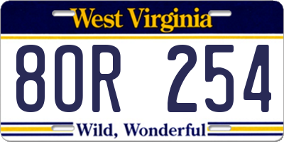 WV license plate 8OR254
