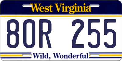 WV license plate 8OR255