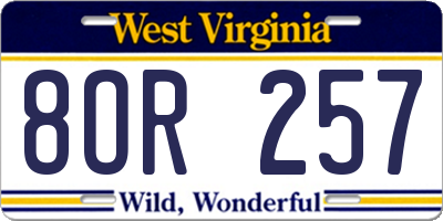 WV license plate 8OR257