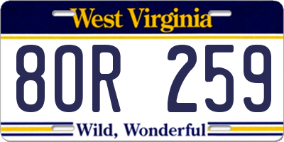 WV license plate 8OR259