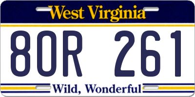 WV license plate 8OR261