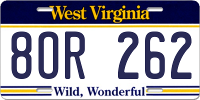 WV license plate 8OR262