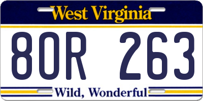 WV license plate 8OR263