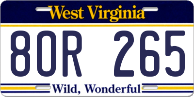 WV license plate 8OR265