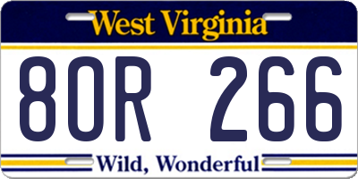 WV license plate 8OR266