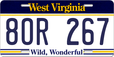 WV license plate 8OR267