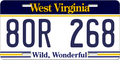 WV license plate 8OR268