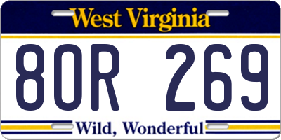 WV license plate 8OR269