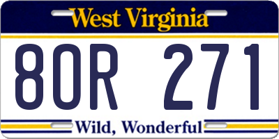WV license plate 8OR271