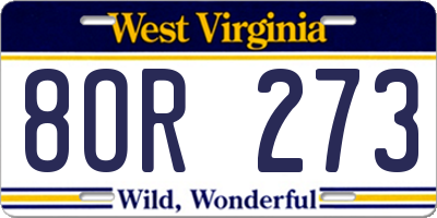 WV license plate 8OR273