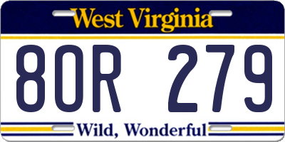 WV license plate 8OR279