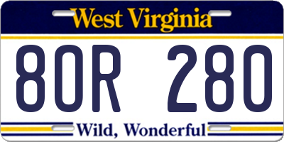WV license plate 8OR280