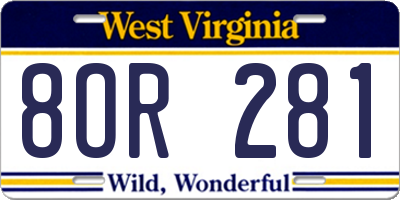 WV license plate 8OR281