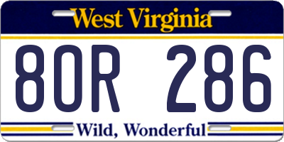 WV license plate 8OR286