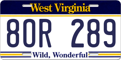 WV license plate 8OR289