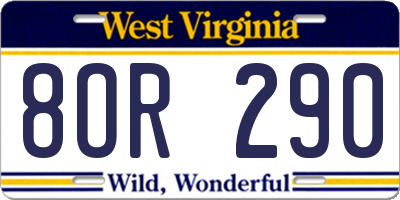 WV license plate 8OR290