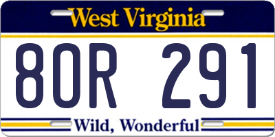 WV license plate 8OR291