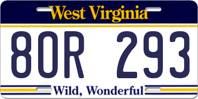 WV license plate 8OR293