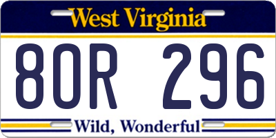 WV license plate 8OR296