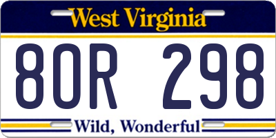 WV license plate 8OR298