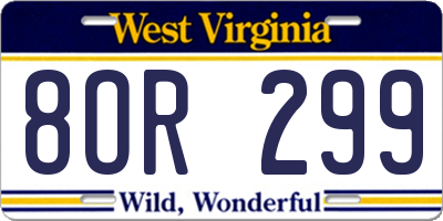 WV license plate 8OR299